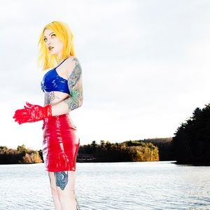 Red Faux Leather Skirt